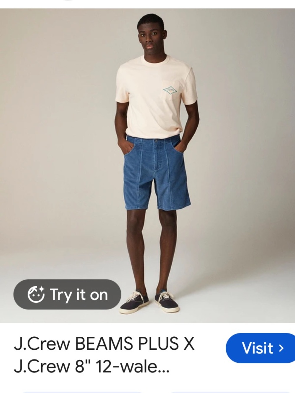Beams J crew Corduroy Shorts Men's Blue Size Medium